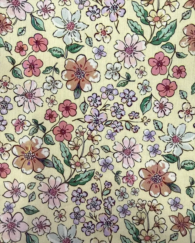 Kain Poplin Flower, Jeans Print